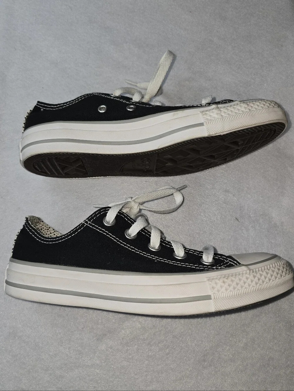 Converse Chuck Taylor All Star Double Tongue Low Top Sneakers Black Womens 6